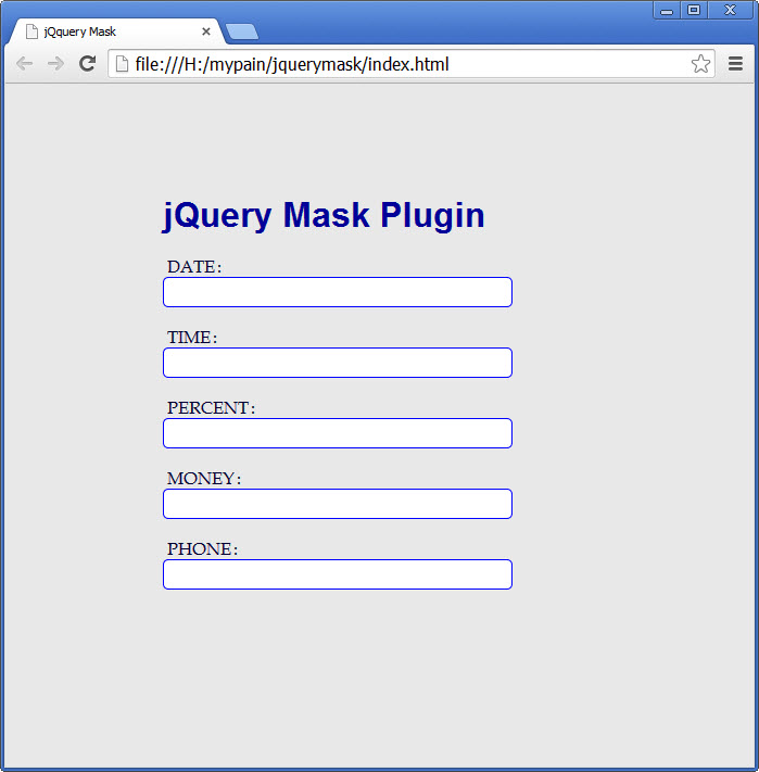 Форма ввода с плагином jQuery Mask Plugin