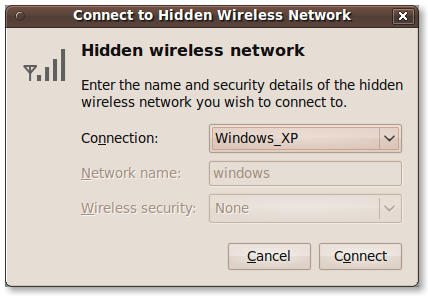 Connect to hidden wireless network