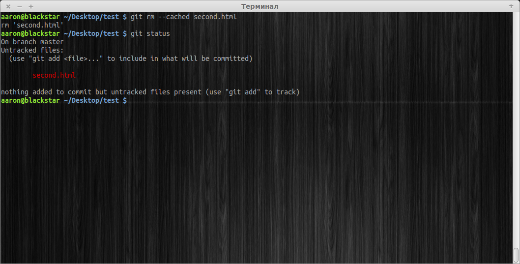 Команда git rm -cached